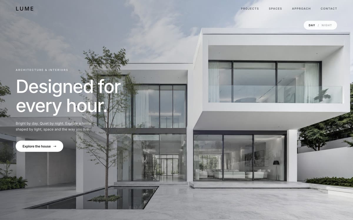 LUME, Architecture & Interiors, homepage