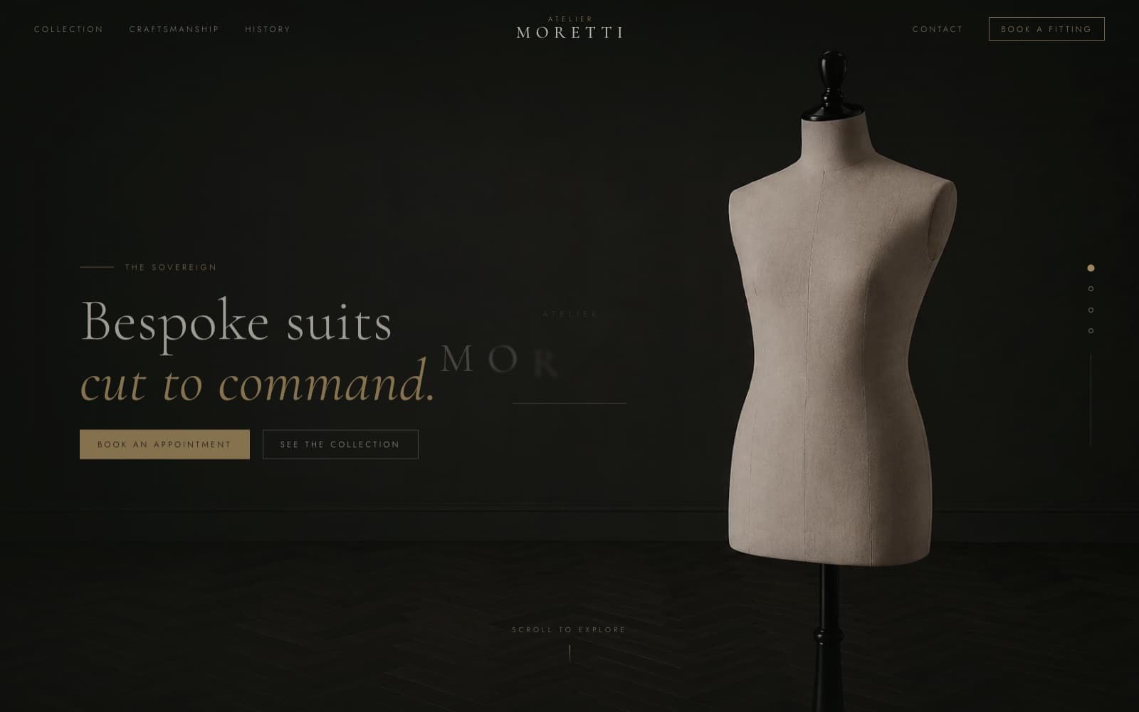 Atelier Moretti, Bespoke Tailoring, homepage