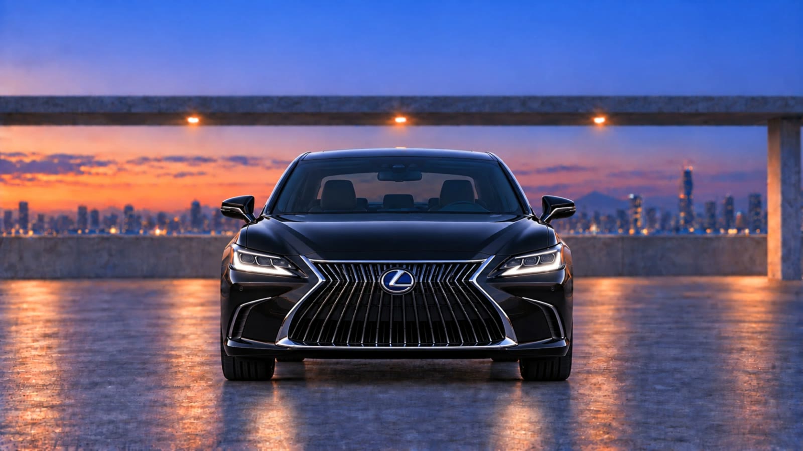 Lexus ES hybrid, front view, black