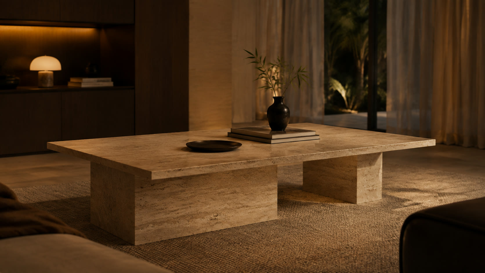 Travertine coffee table
