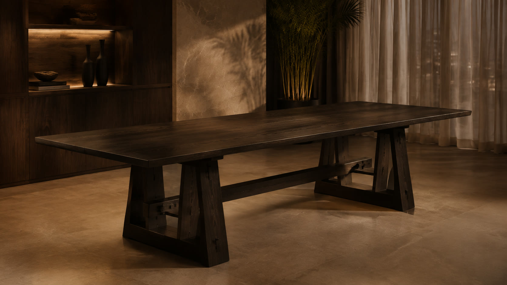 Solid wood dining table