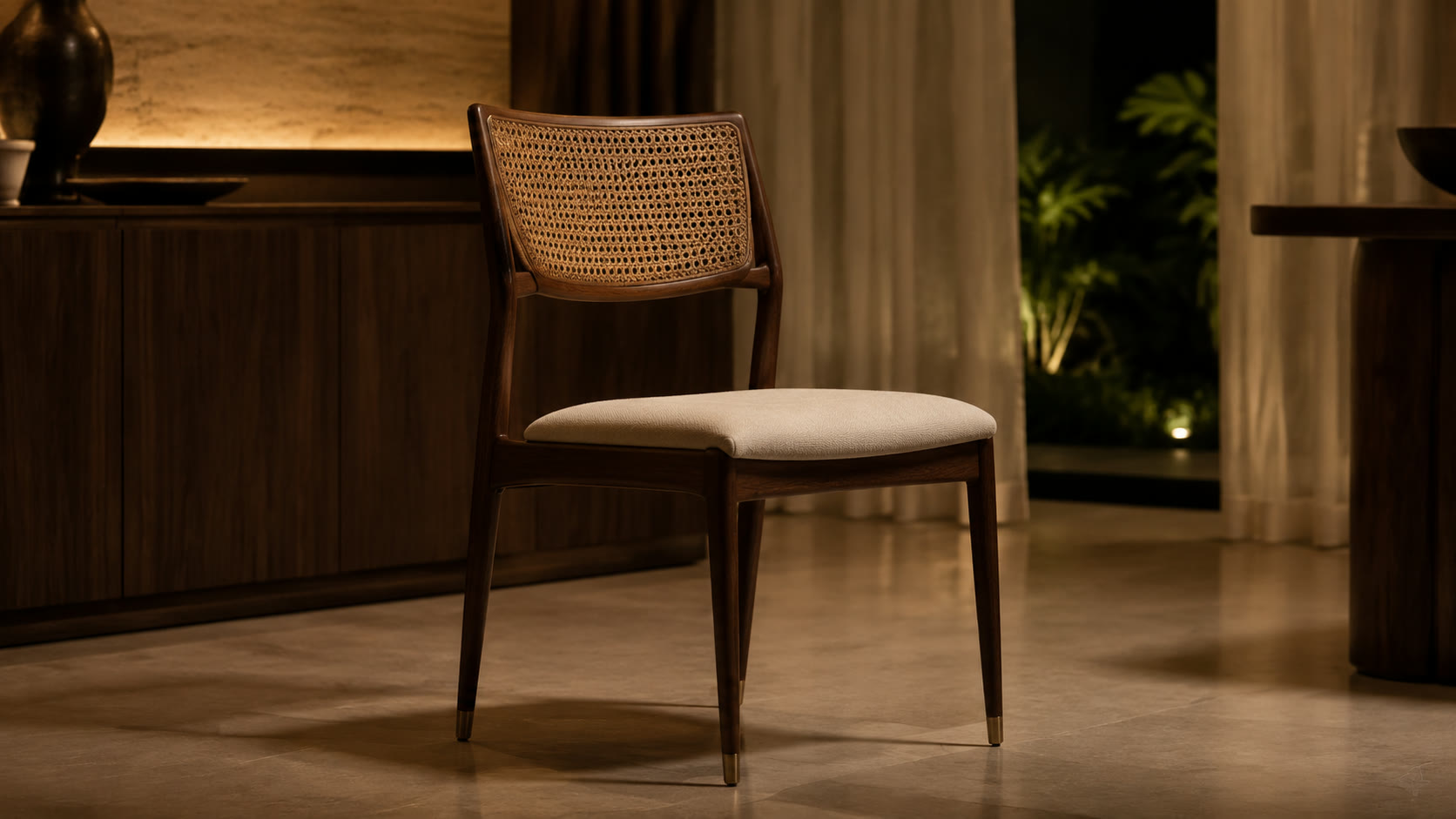 Cane-back dining chair