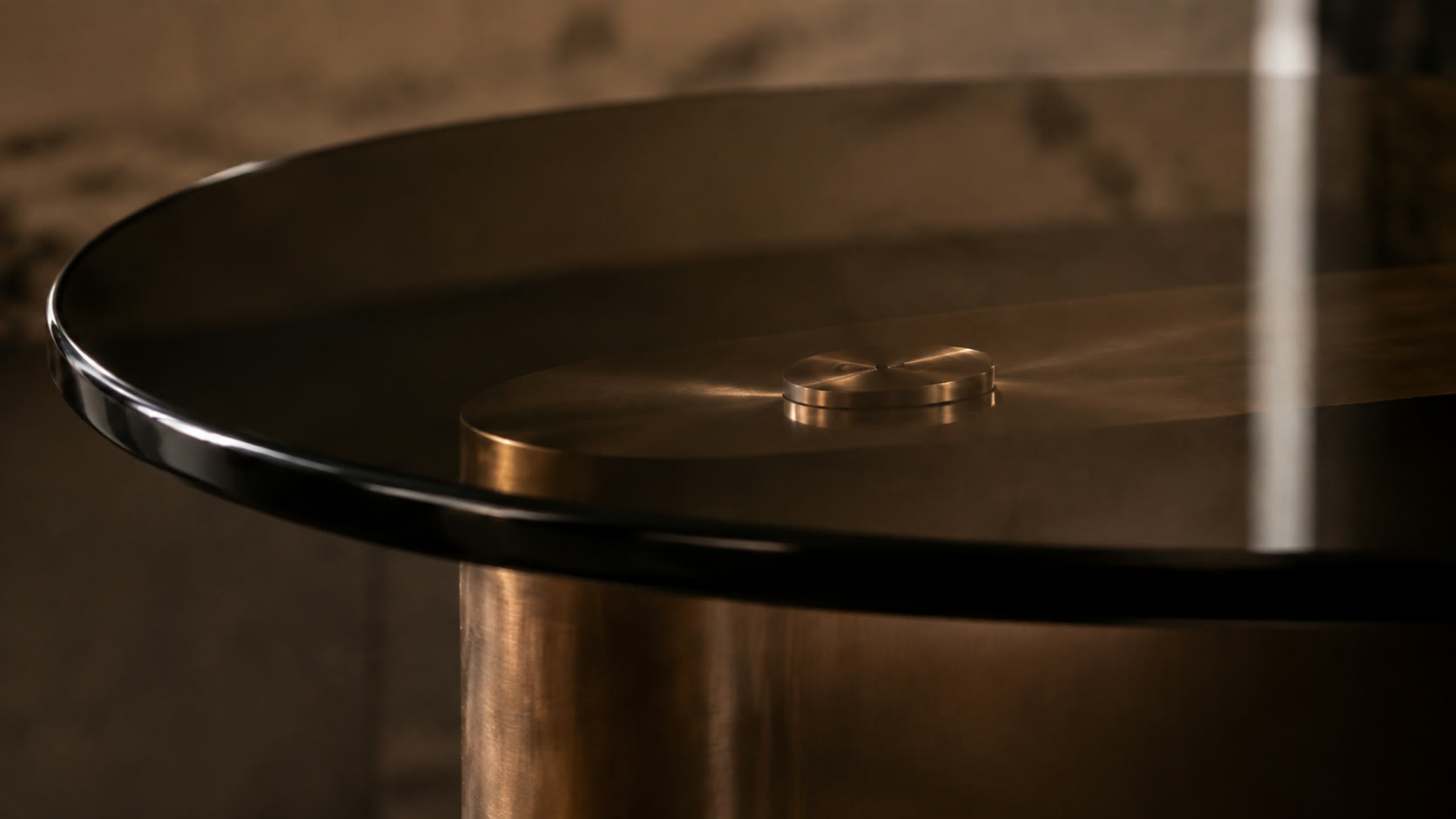 Smoked glass side table detail