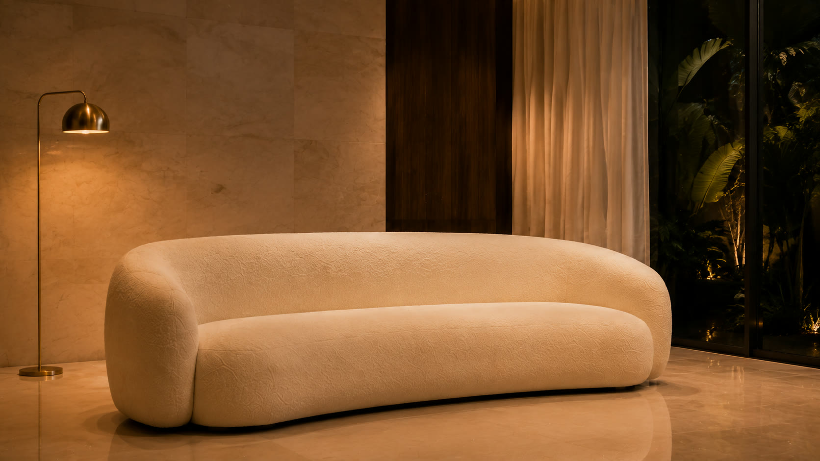 Ivory curved sofa