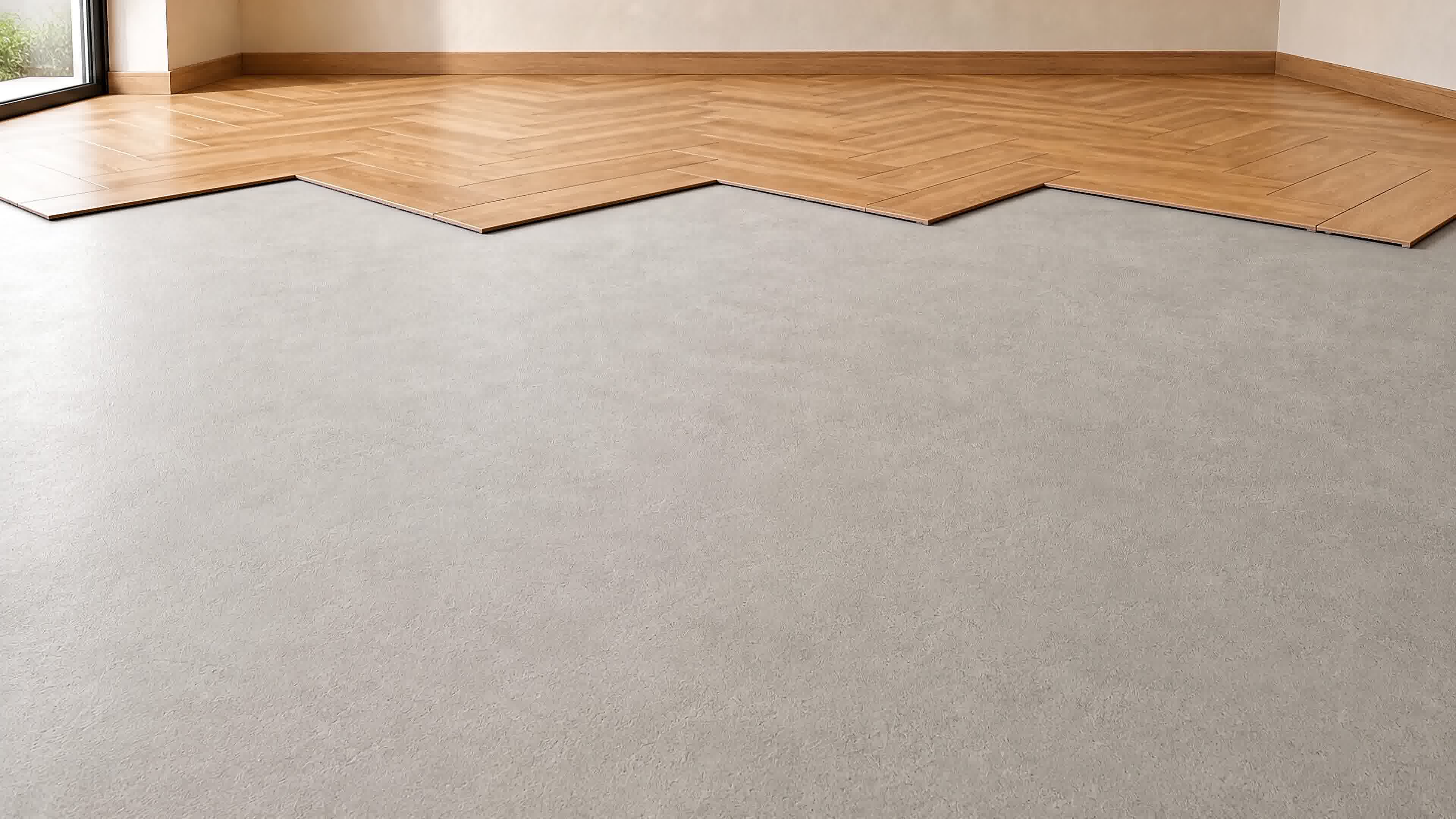 Boards being laid across the subfloor