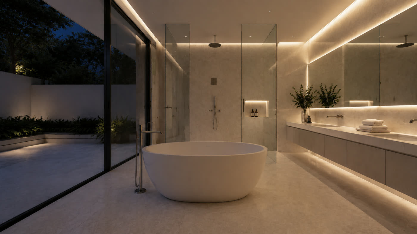 Bathroom at night
