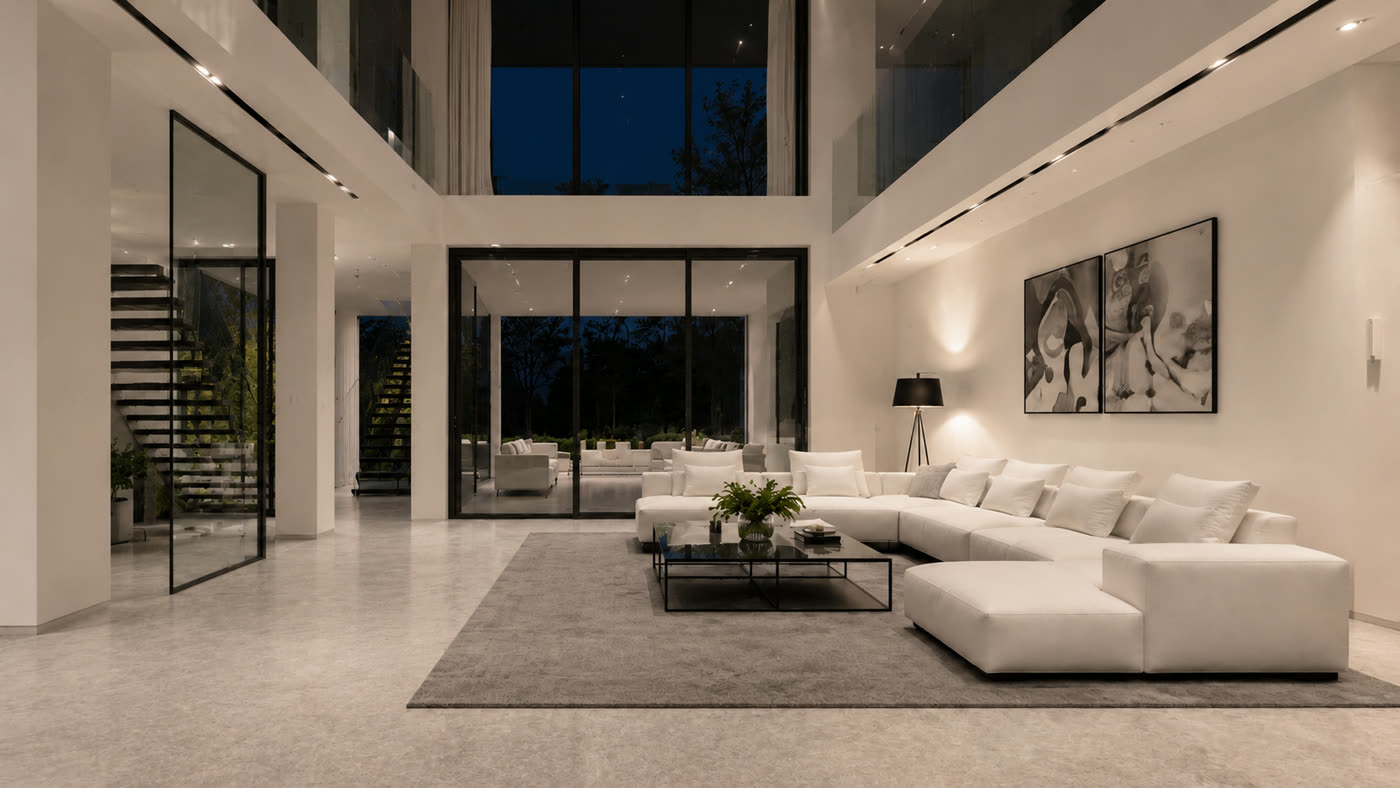 Living room at night