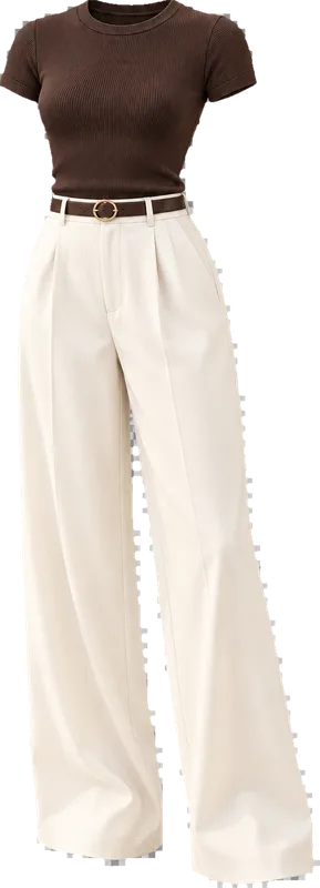 Espresso shirt with ivory trousers