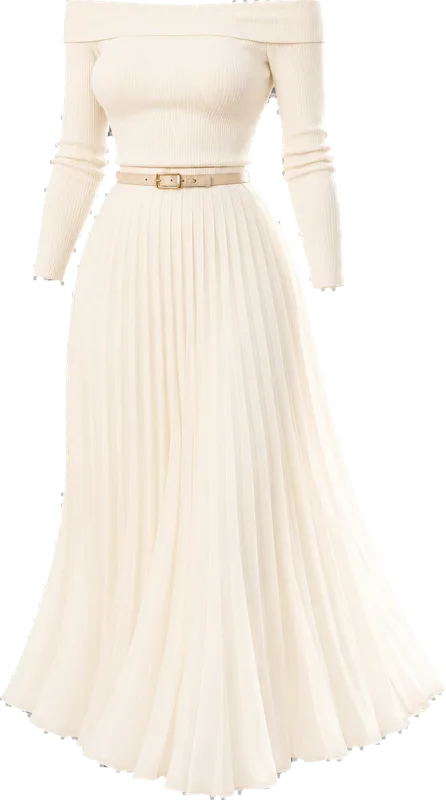 Ivory pleated skirt set