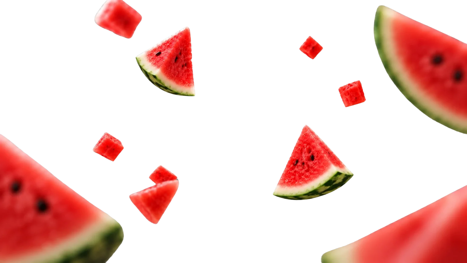 Watermelon wedges and cubes floating around the can