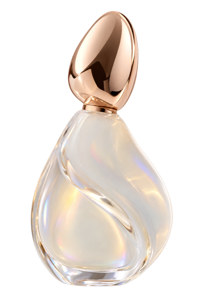Sculptural opal glass perfume bottle