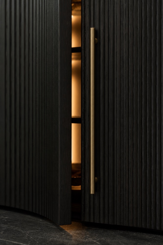 Ribbed oak and brass handle