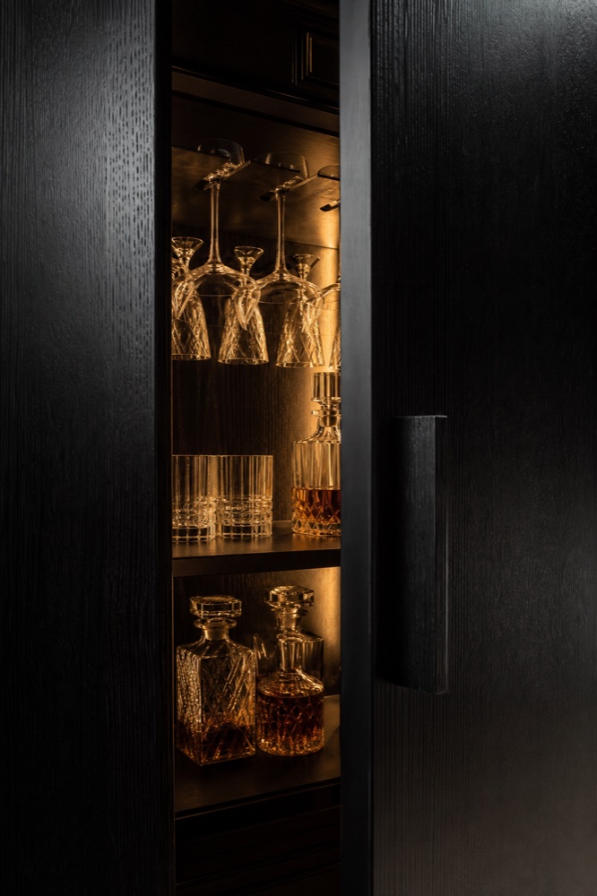 Amber lit glassware inside