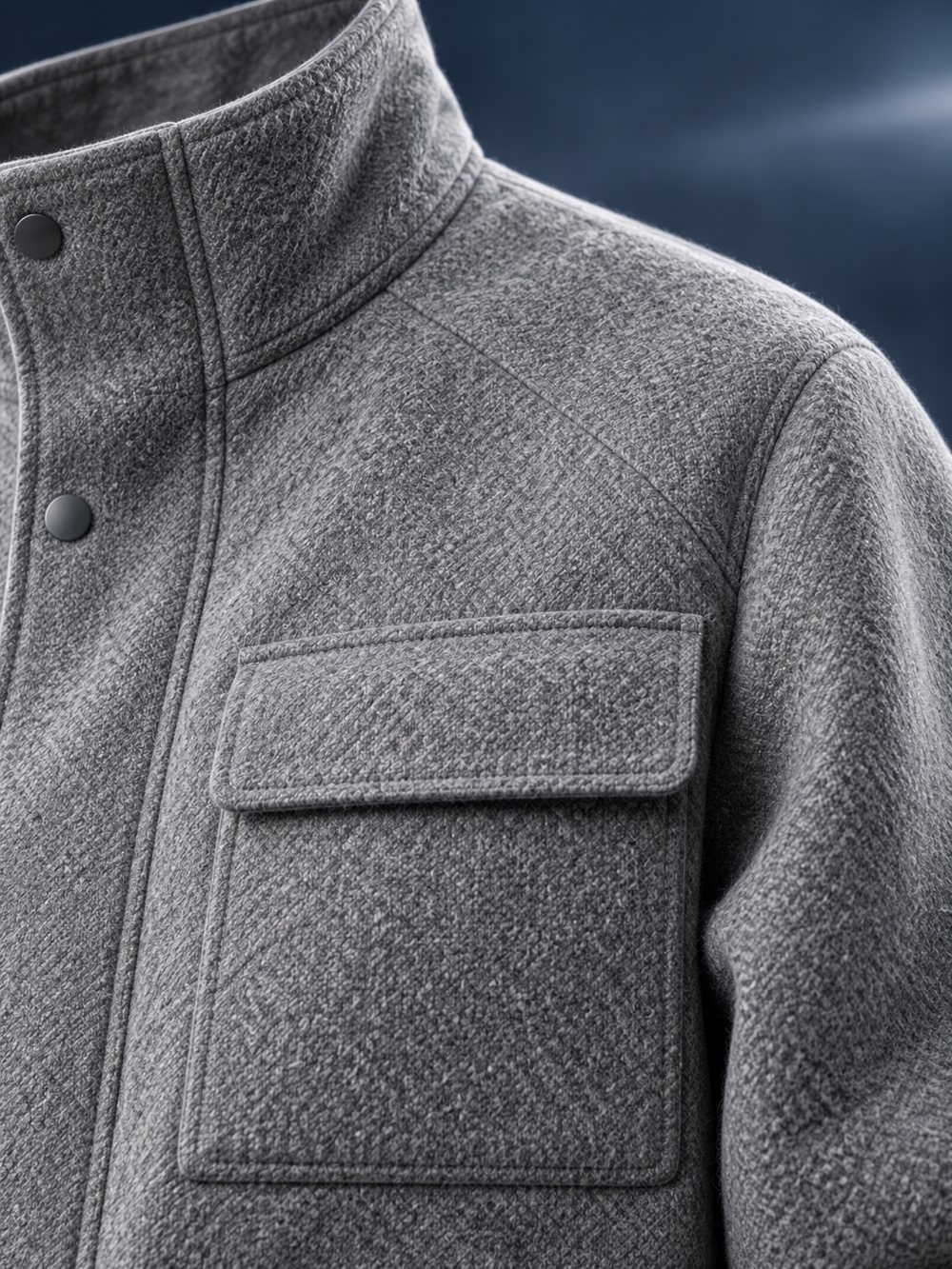 Stone grey wool with a flap pocket