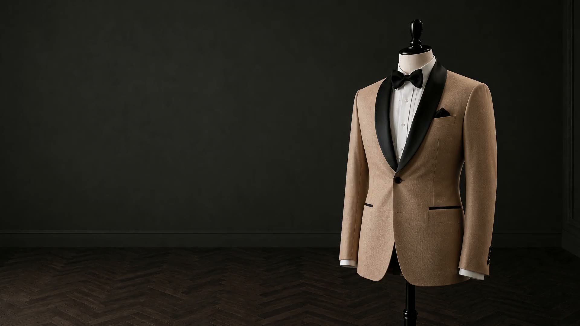 The Monte Carlo — camel dinner jacket with black shawl lapel
