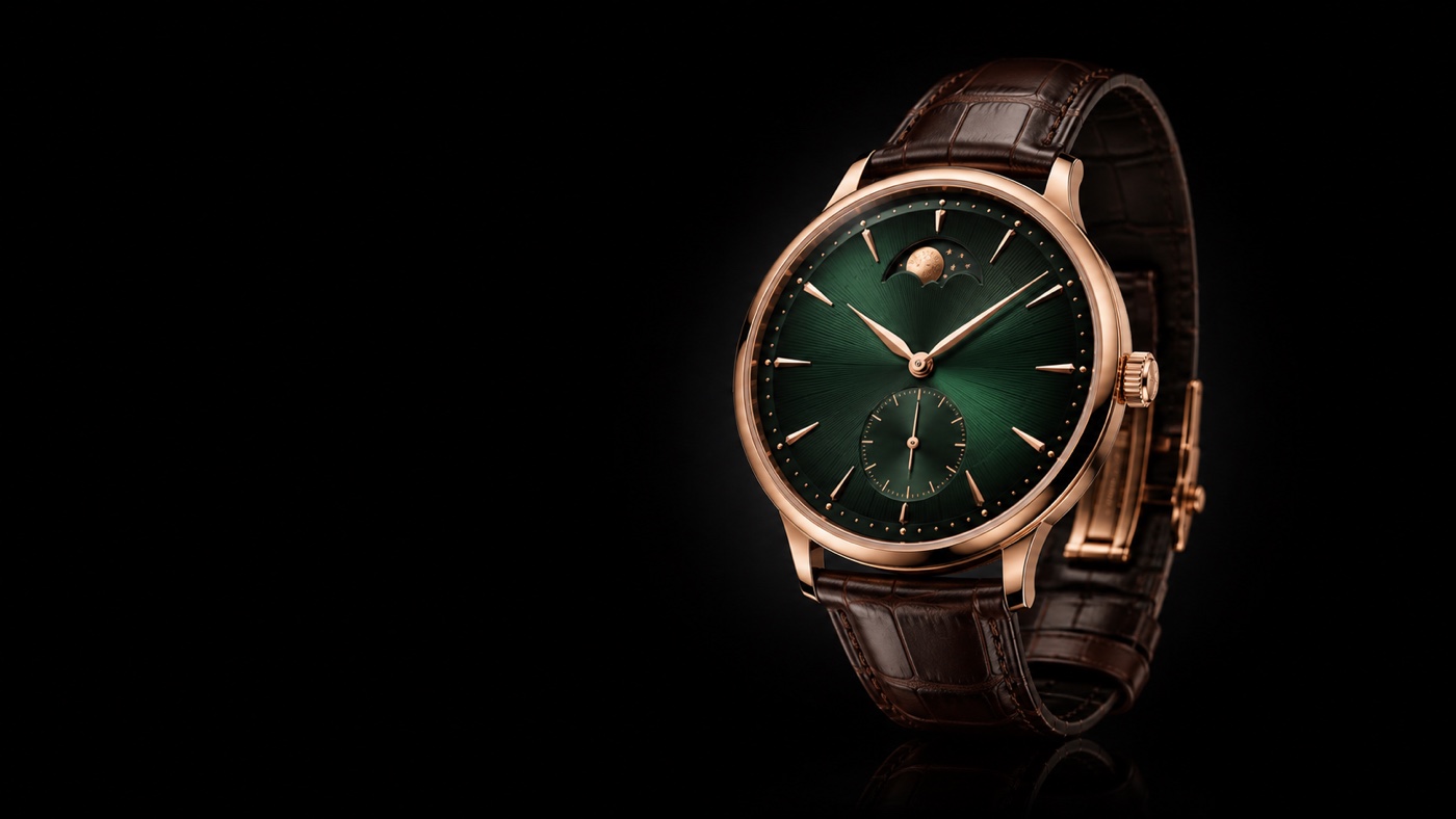 Luna Verde rose gold moonphase with green dial