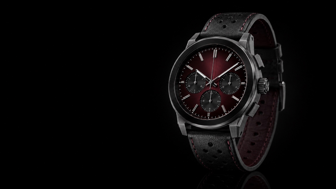 Circuit Noir black chronograph with oxblood dial