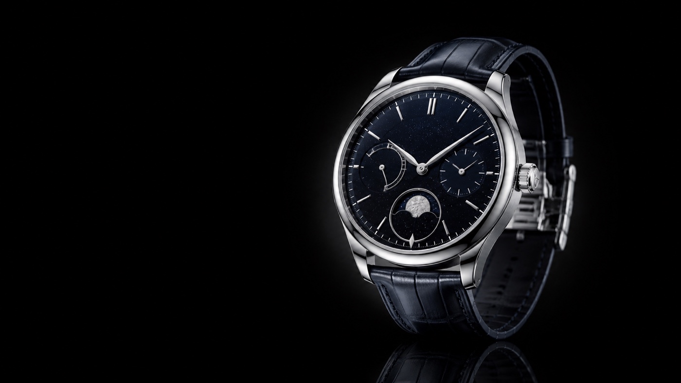 Nocturne 39 blue moonphase on blue leather